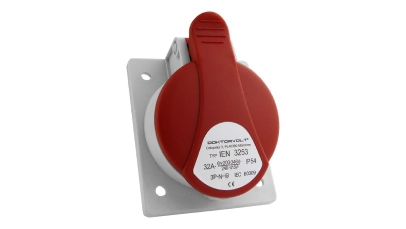 

Gniazdo tablicowe skośne 32A 5P IP54 Doktorvolt 6411
