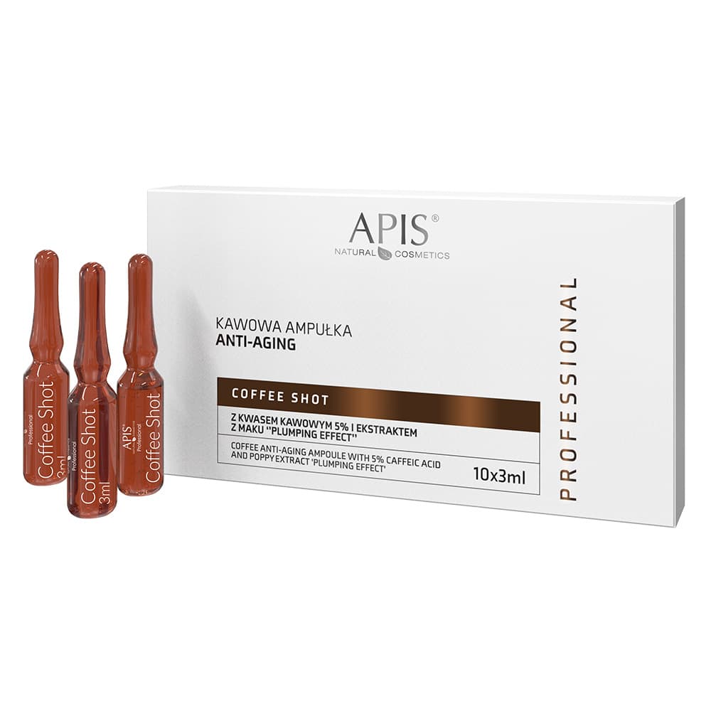 

Apis coffee shot kawowa ampułka anti-aging z kwasem kawowym i ekstraktem z maku,,plumping efect" 10x 3,5 ml