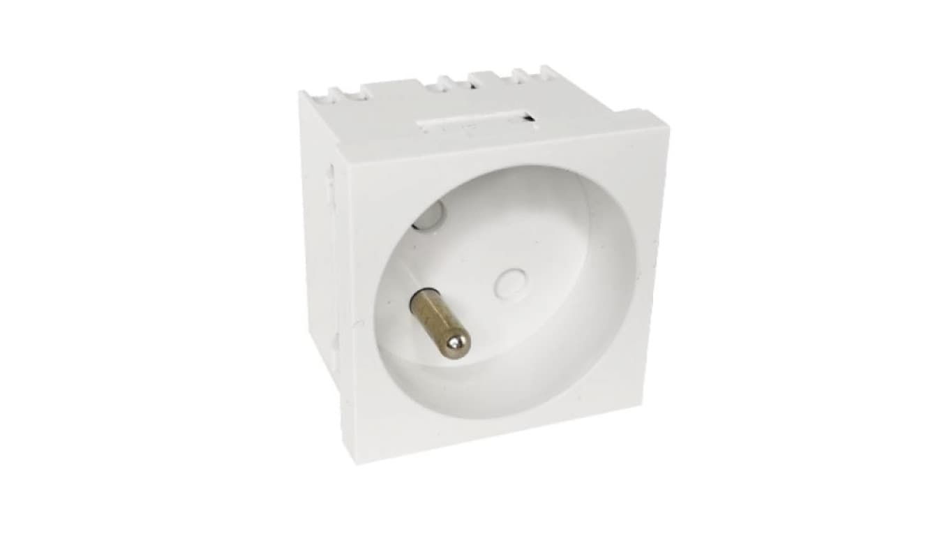 

Modularne gniazdo elektryczne 2P+Z, 45x45, standardowe, białe ALANTEC - ALANTEC