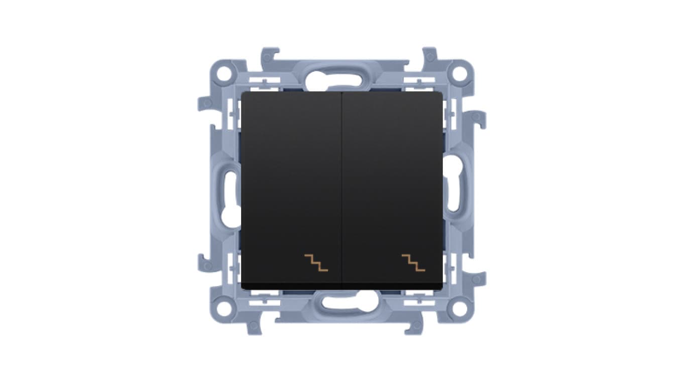

Simon 10 Łącznik schodowy podwójny z podświetleniem LED (moduł) 10AX, 250V, zaciski śrubowe czarny mat CW6/2L.01/49, Moduł) 10ax/250v/zaciski śrubowe czarny mat cw6/2l.01/4