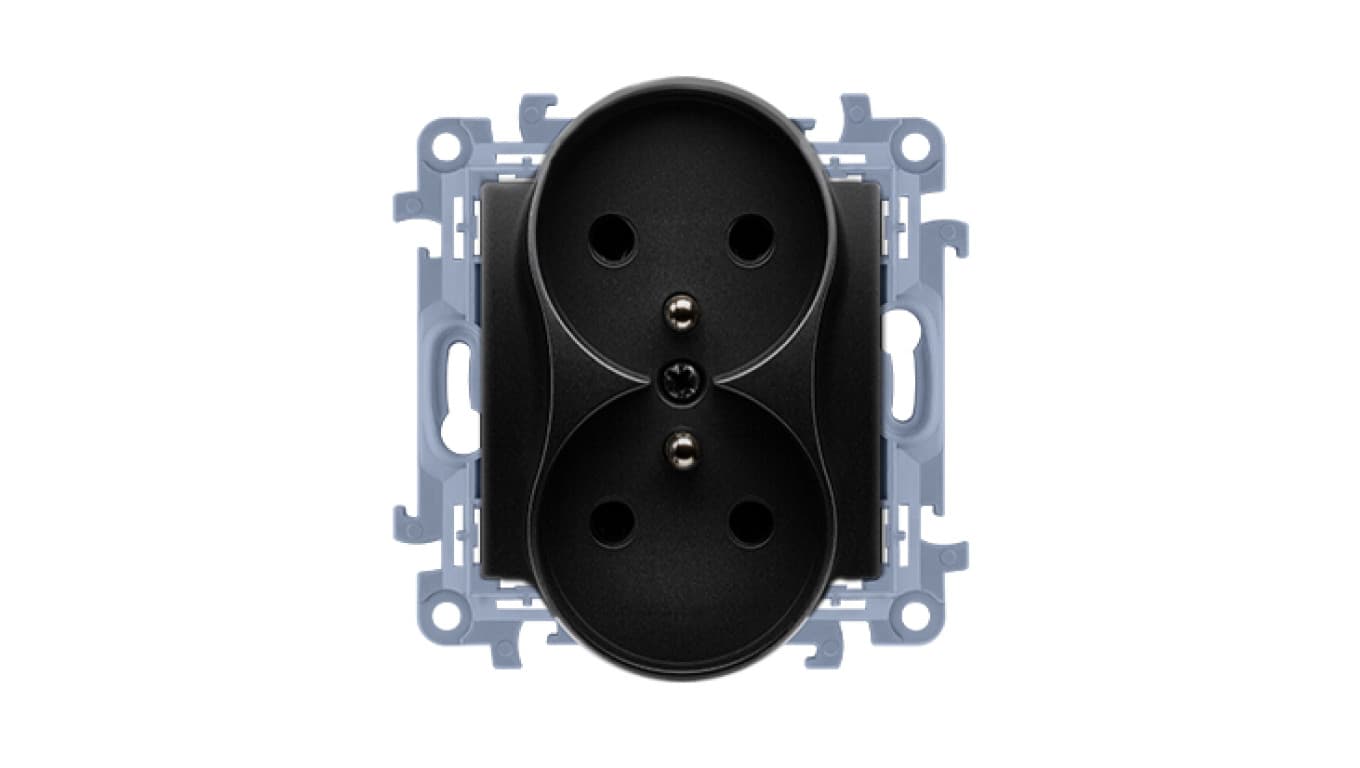 

Simon 10 Gniazdo wtyczkowe z uziemieniem podwójne (moduł) 16A, 250V, zaciski śrubowe czarny mat CGZ2M.01/49, Moduł) 16a/250v/zaciski śrubowe czarny mat cgz2m.01/4