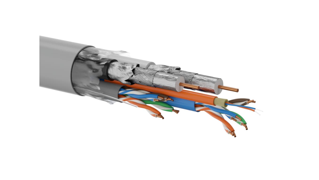 

Multi-kabel Q-LANTEC Multimedia 2 x U/UTP kat.5E + 2 x RG6 + 2 x FO G657A1, PVC, szary 350m - Q-LANTEC