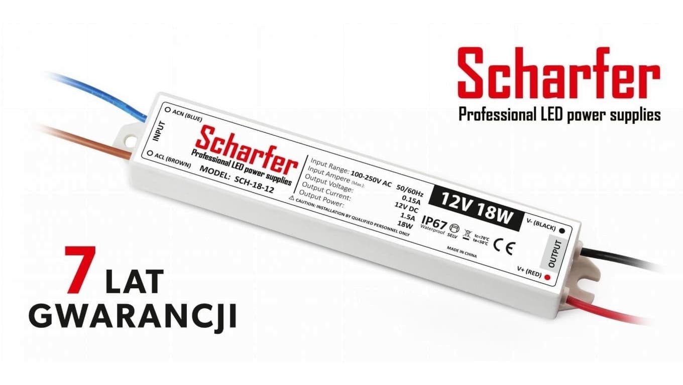 

Zasilacz led hermetyczny 12V 18WScharfer 7Y