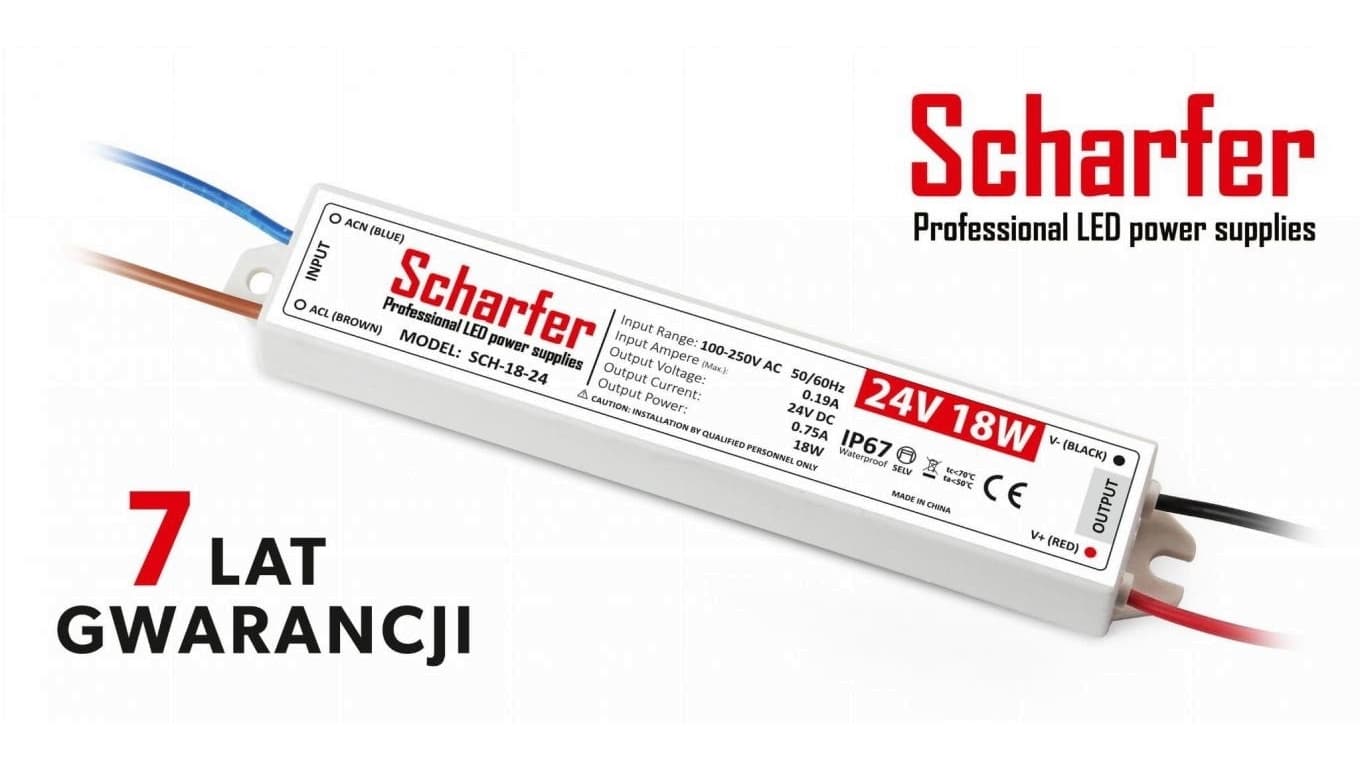 

Zasilacz led hermetyczny 24V 18WScharfer 7Y