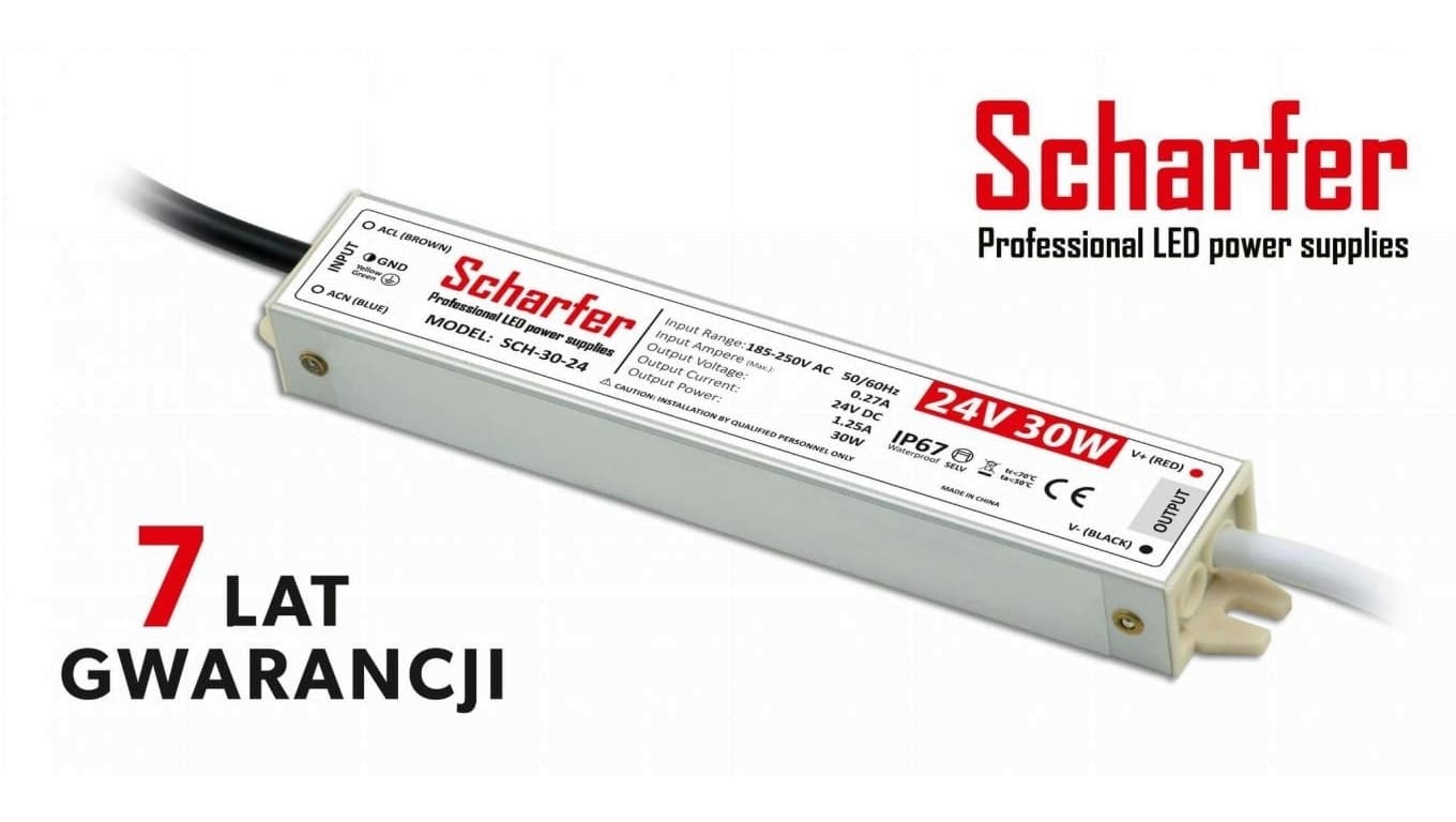 

Zasilacz led hermetyczny 24V 30WScharfer 7Y