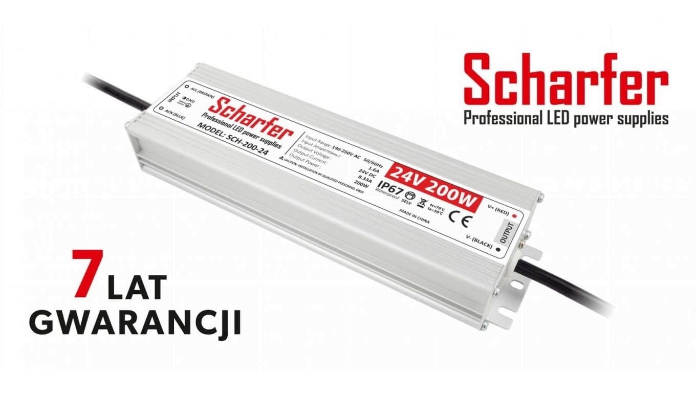 

Zasilacz led hermetyczny 24V 200W Scharfer 7Y