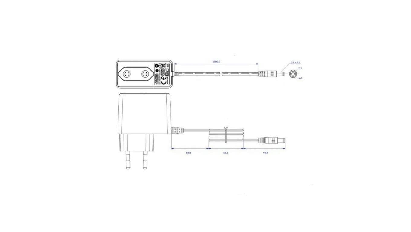 

Zasilacz wtyczkowy 15W 1,25A 12V DC ip20 2,1/5,5 POSC12125A-WH