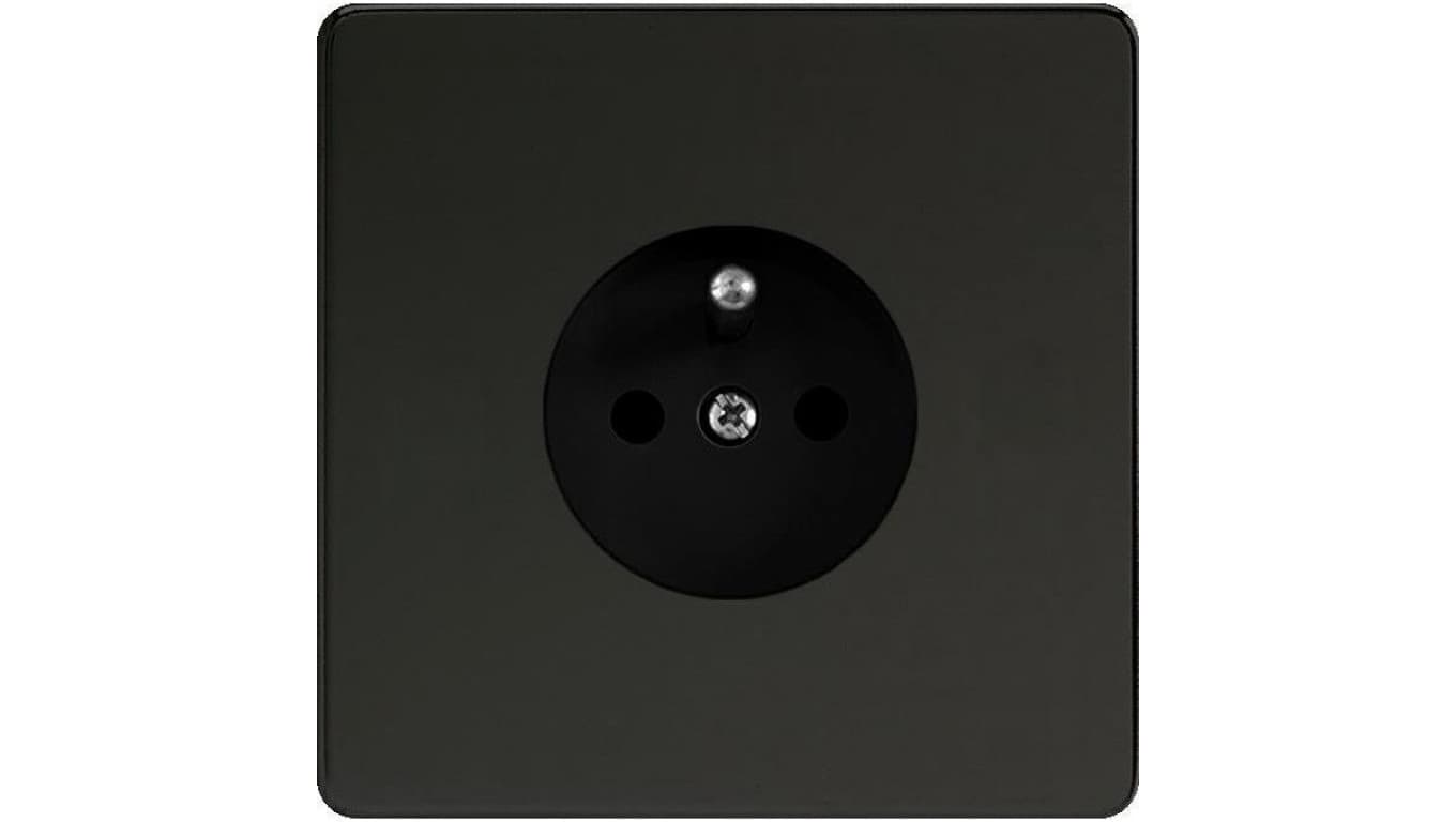 

Varilight Metal gniazdo czarny mat piaskowany z kołnierzem wewnętrznym czarnym Linia Metal 16A 250V stal nierdzewna przesłony to