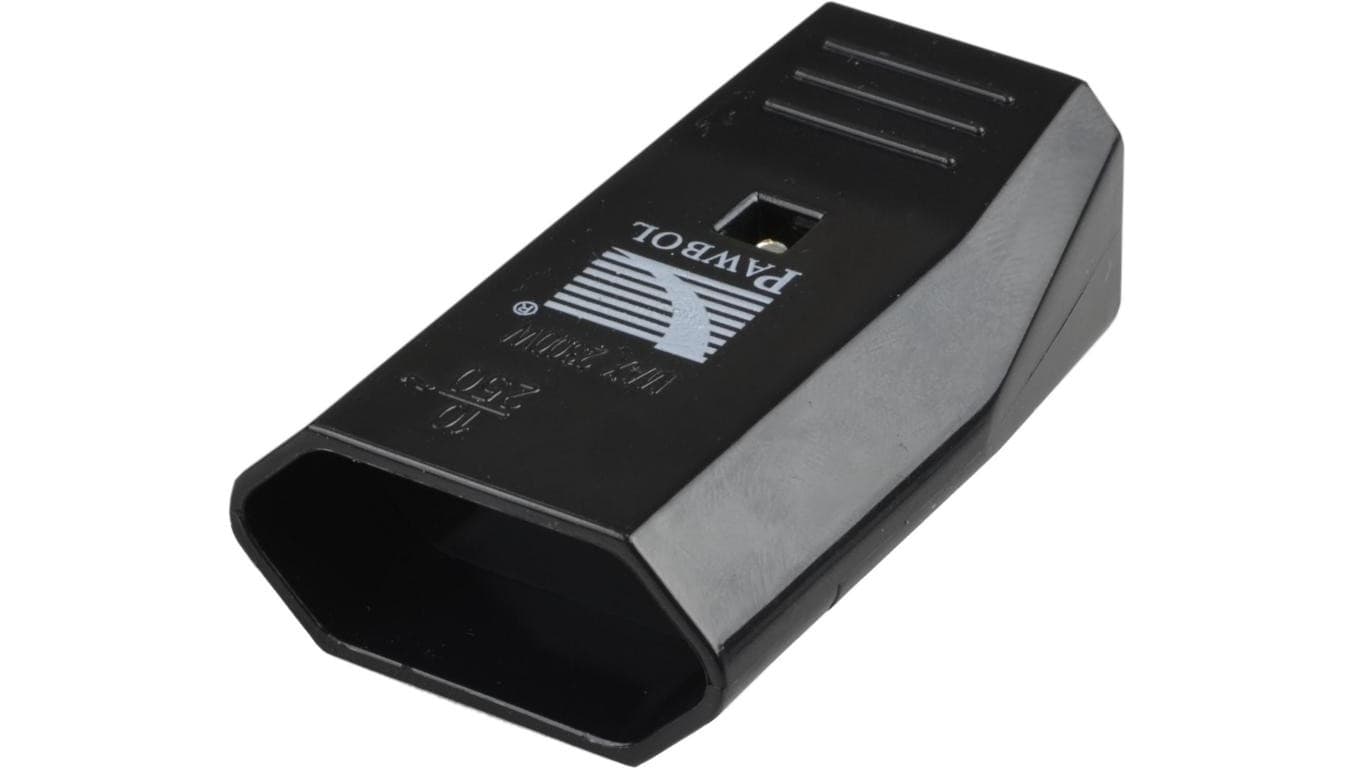 

Gniazdo prądowe płaskie 2P 230V 2,5A czarne na kabel