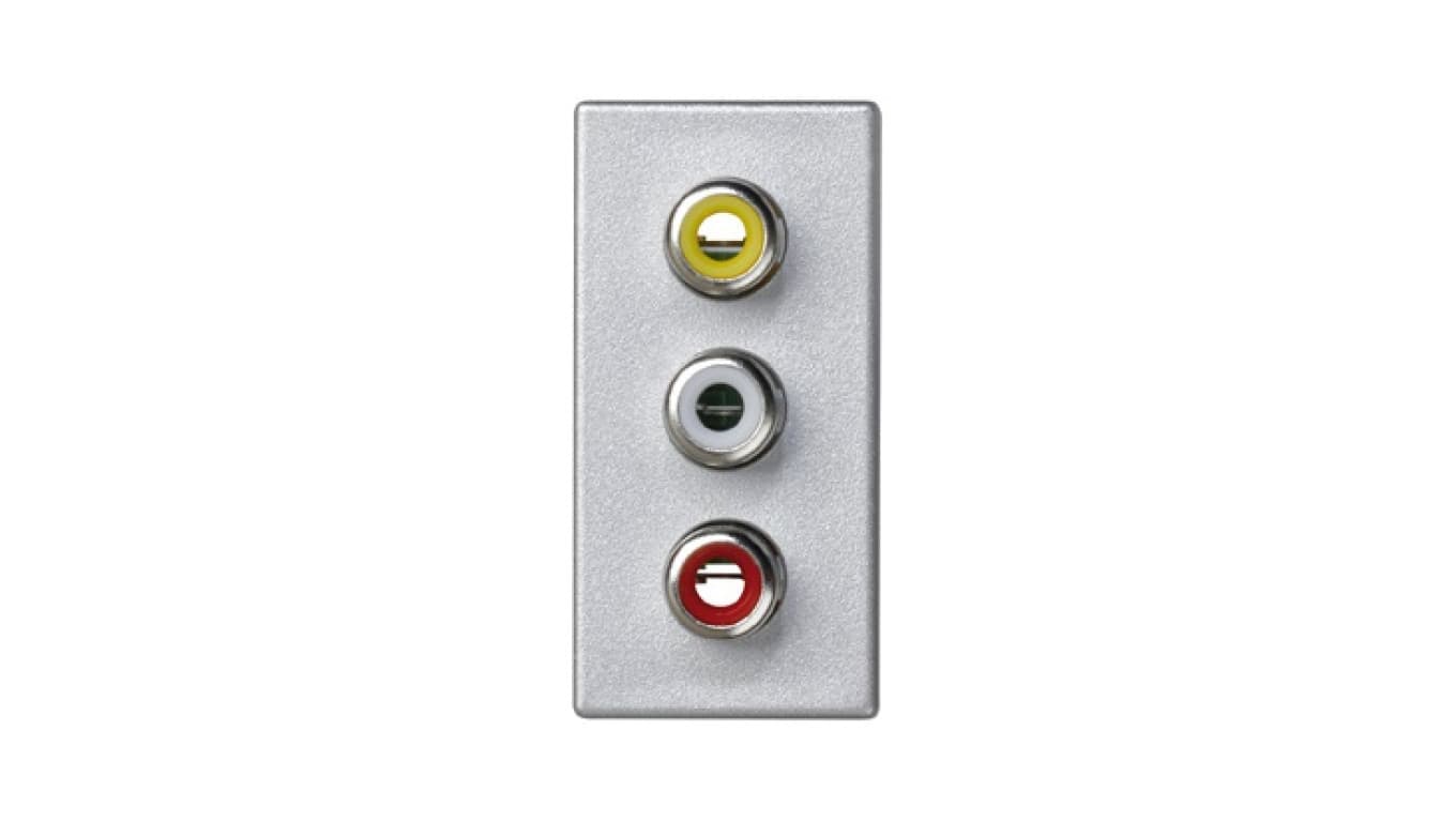 

Simon Connect Gniazdo K45/2 głośnikowe 3xRCA /Cinch/ anodyzowane aluminium K105B/8