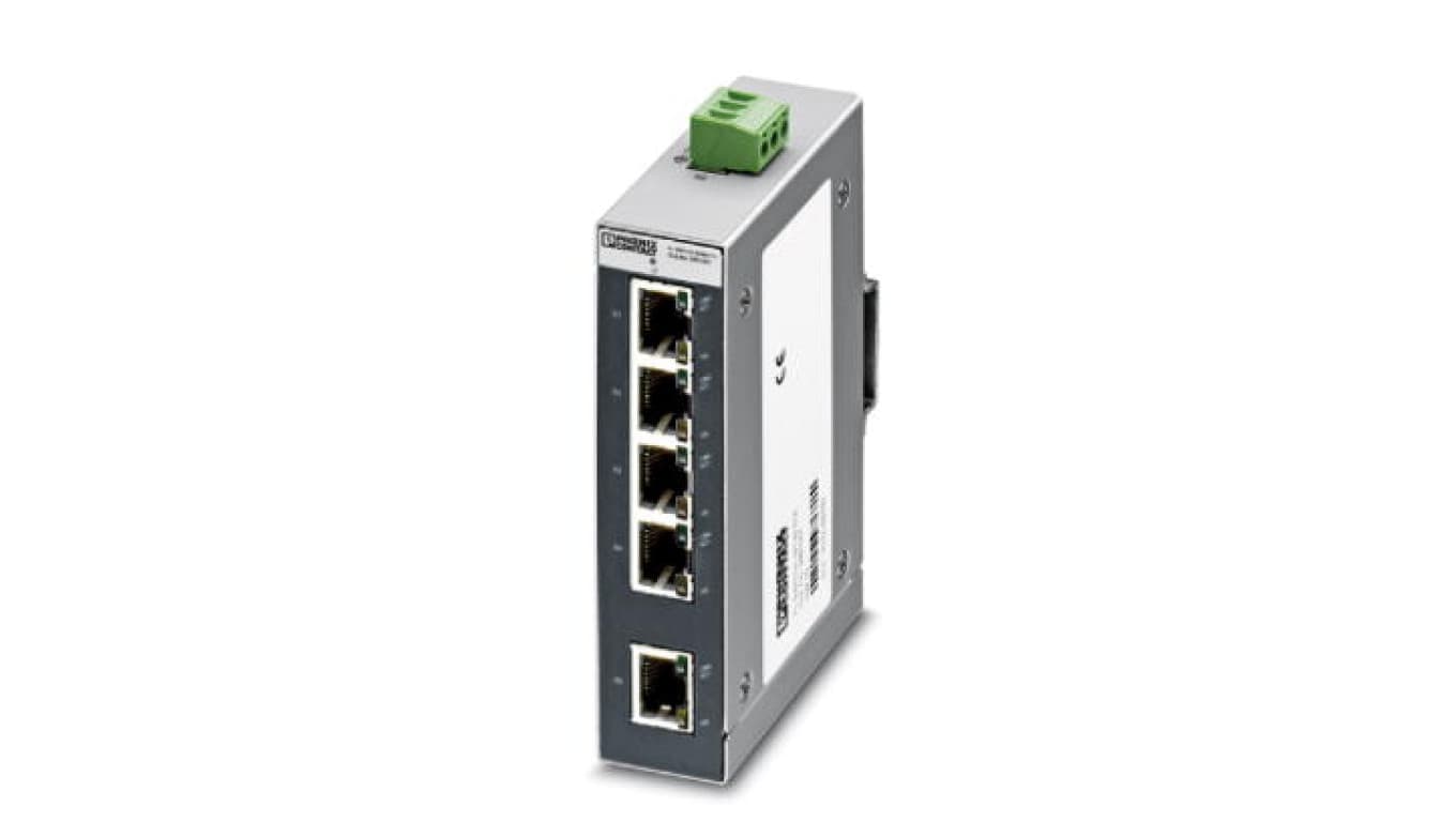 

Ethernetowy Switch przemysłowy 5 portów RJ45 10/100Mb/s autokros na szynę FL SWITCH SFNB 5TX 2891001