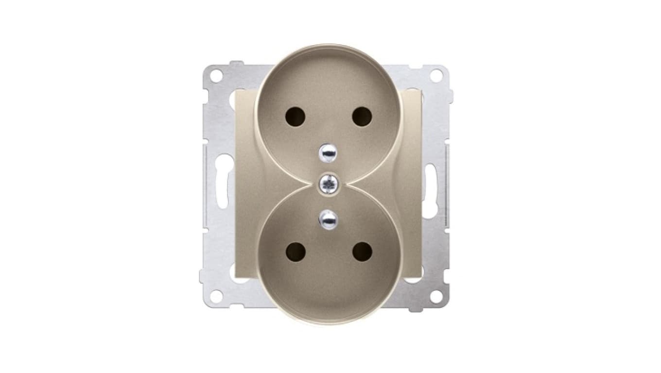 

Simon 54 Nature Gniazdo podwójne z/u 16A 250V z przesłonami złoty DGZ2MZN.01/44