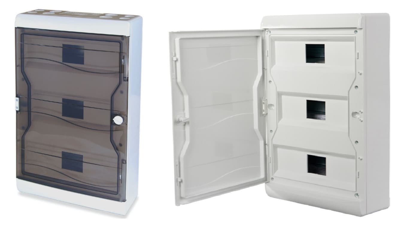 

Rozdzielnica modułowa 2x13+1x11 natynkowa zaciski PE i N 4x26+52x10mm2 IP40 matowa biała 6672-137