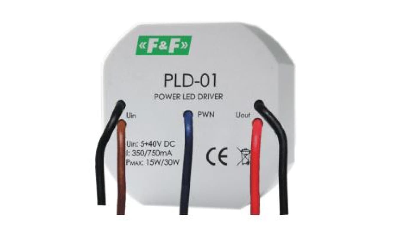 

Zasilacz LED mocy nap. wej. 5-40V DC, montaż w puszce fi60 PLD-01-350