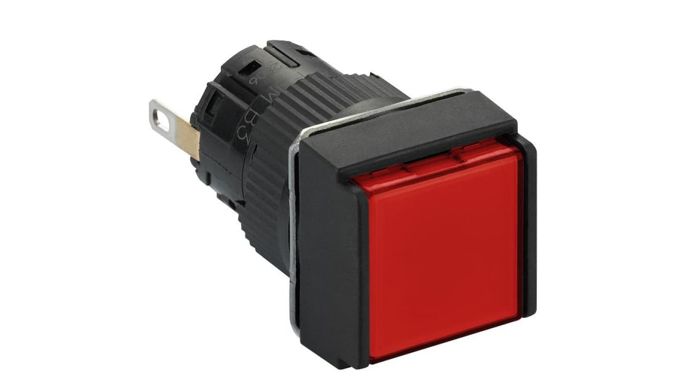 

Wskażnik świetlny kwadr. O 16, IP 65, czerw., zintegr. LED, 24 V, złącze XB6ECV4BP