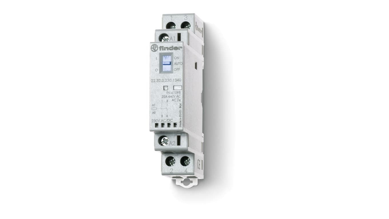 

Stycznik modułowy 2R 25A 230V AC/DC, funkcja Auto-On-Off, wskaźnik zadziałania + LED, 17,5mm 22.32.0.230.4440