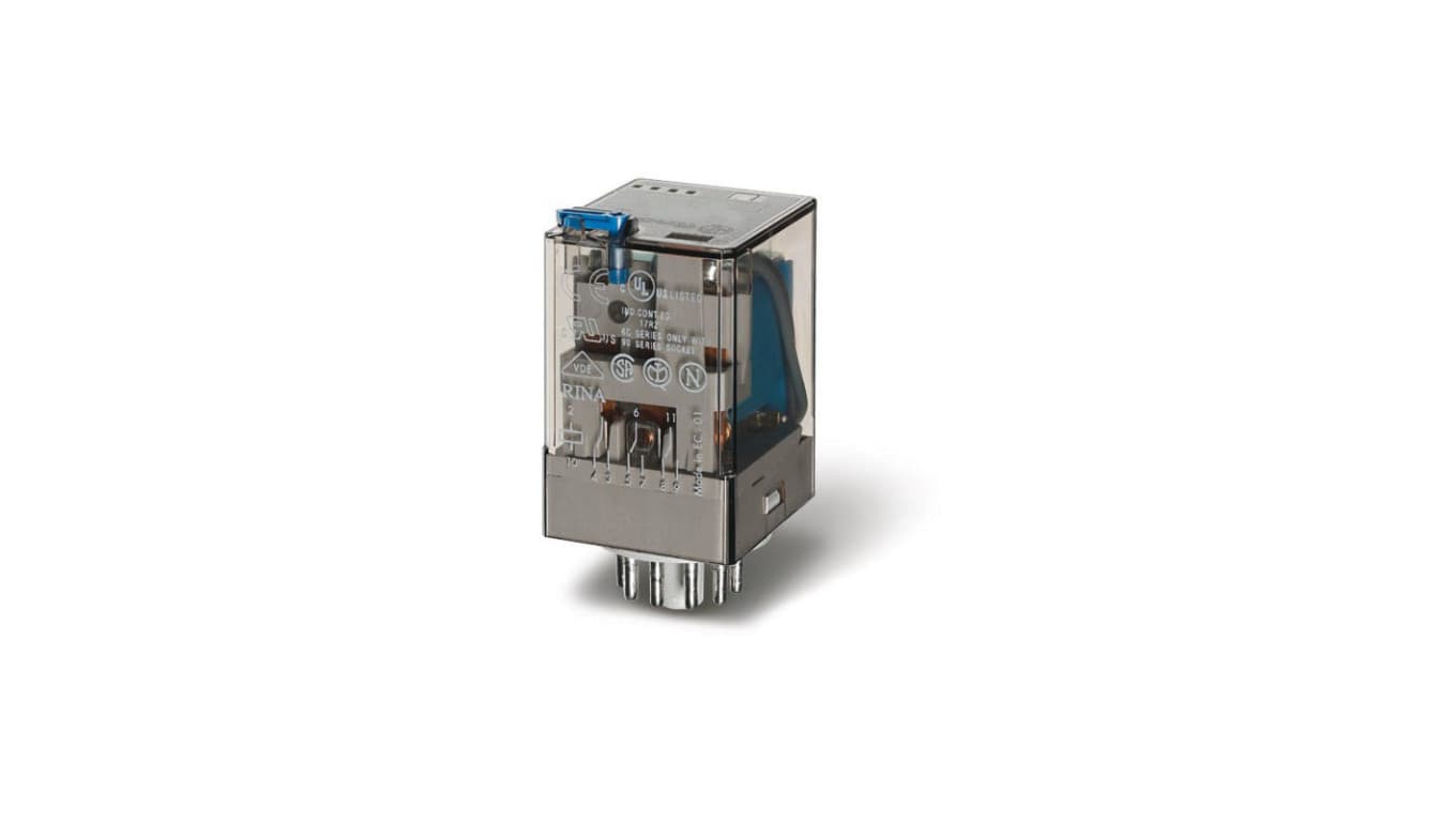 

Przekaźnik przemysłowy 3P 10A 24V DC, przycisk testujący, LED + dioda, mechaniczny wskaźnik zadziałania 60.13.9.024.0074