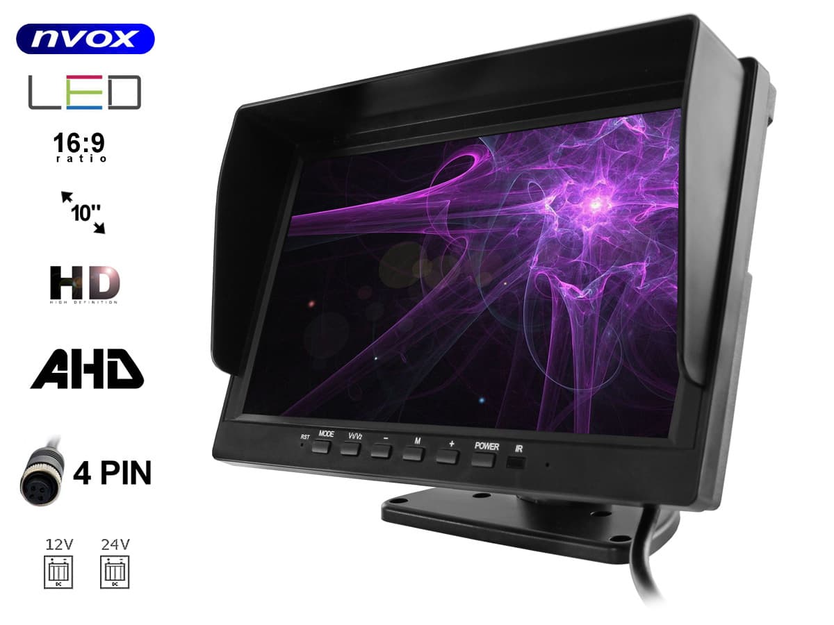 

Monitor samochodowy lcd 10cali ahd z funkcją rejestratora z obsługą do 4 kamer 12v 24v