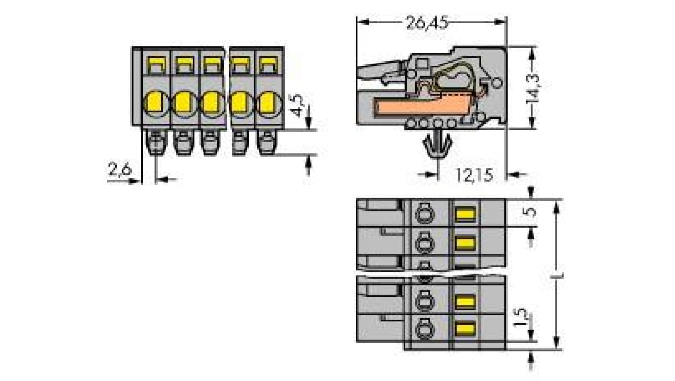 

Gniazdo MCS-MIDI Classic 3-biegunowe szare raster 5mm 231-103/008-000
