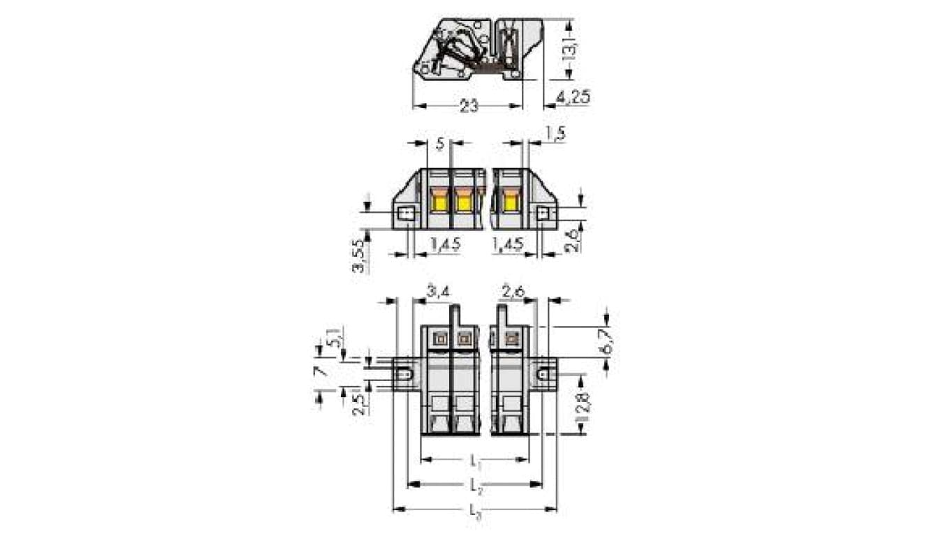 

Gniazdo MCS-MIDI Classic kątowe 3-biegunowe jasnoszare raster 5mm 721-303/031-000