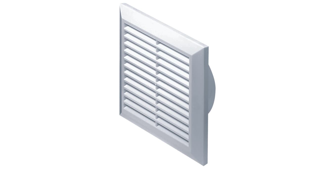 

Kratka wentylacyjna 165x165mm fi 150mm biała siatka mocowanie na kołki T27