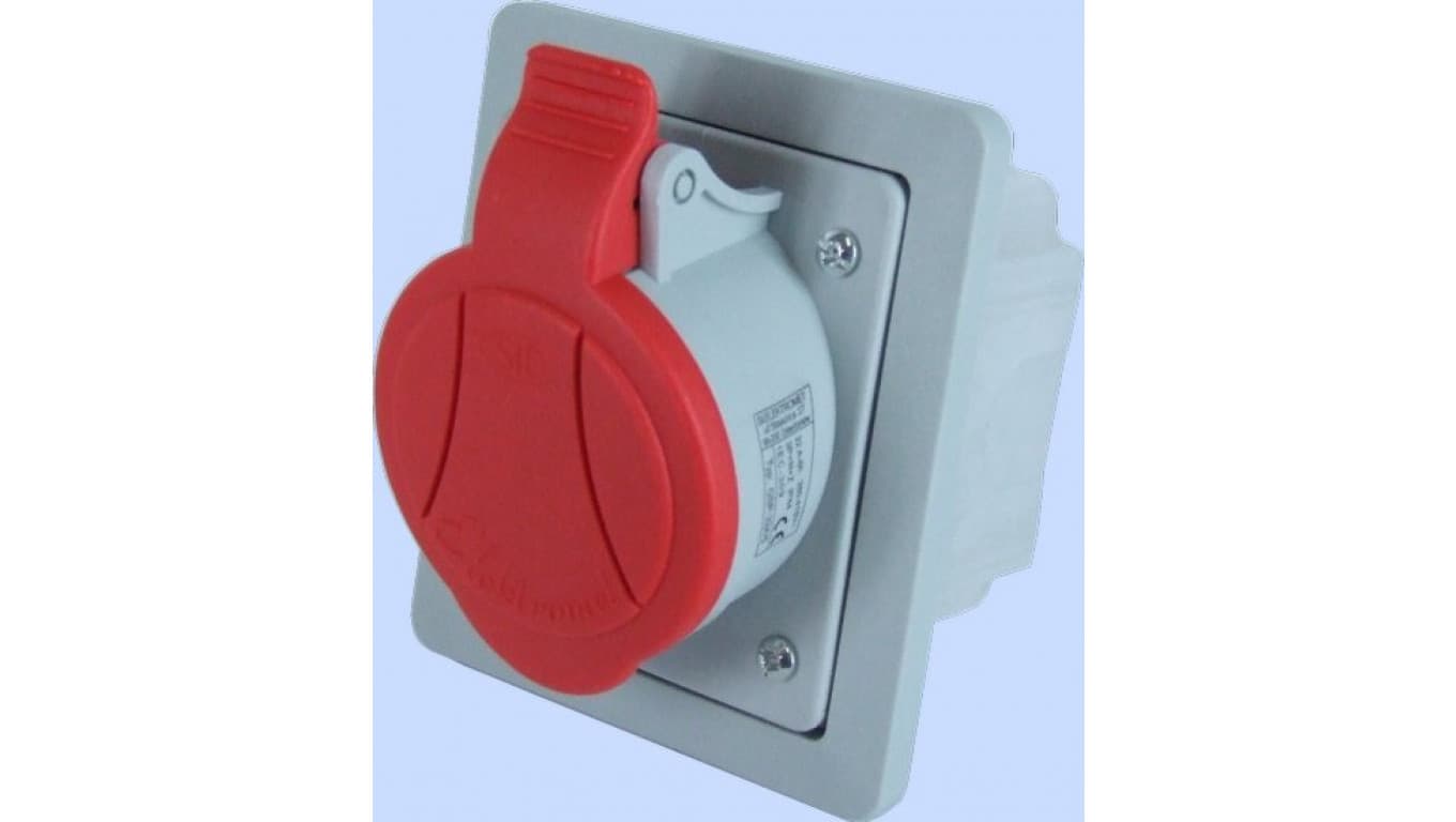 

Gniazdo skośne podtynkowe z ramką 5P 32A 400V czerwone GSP 32/5 IP-44 921855