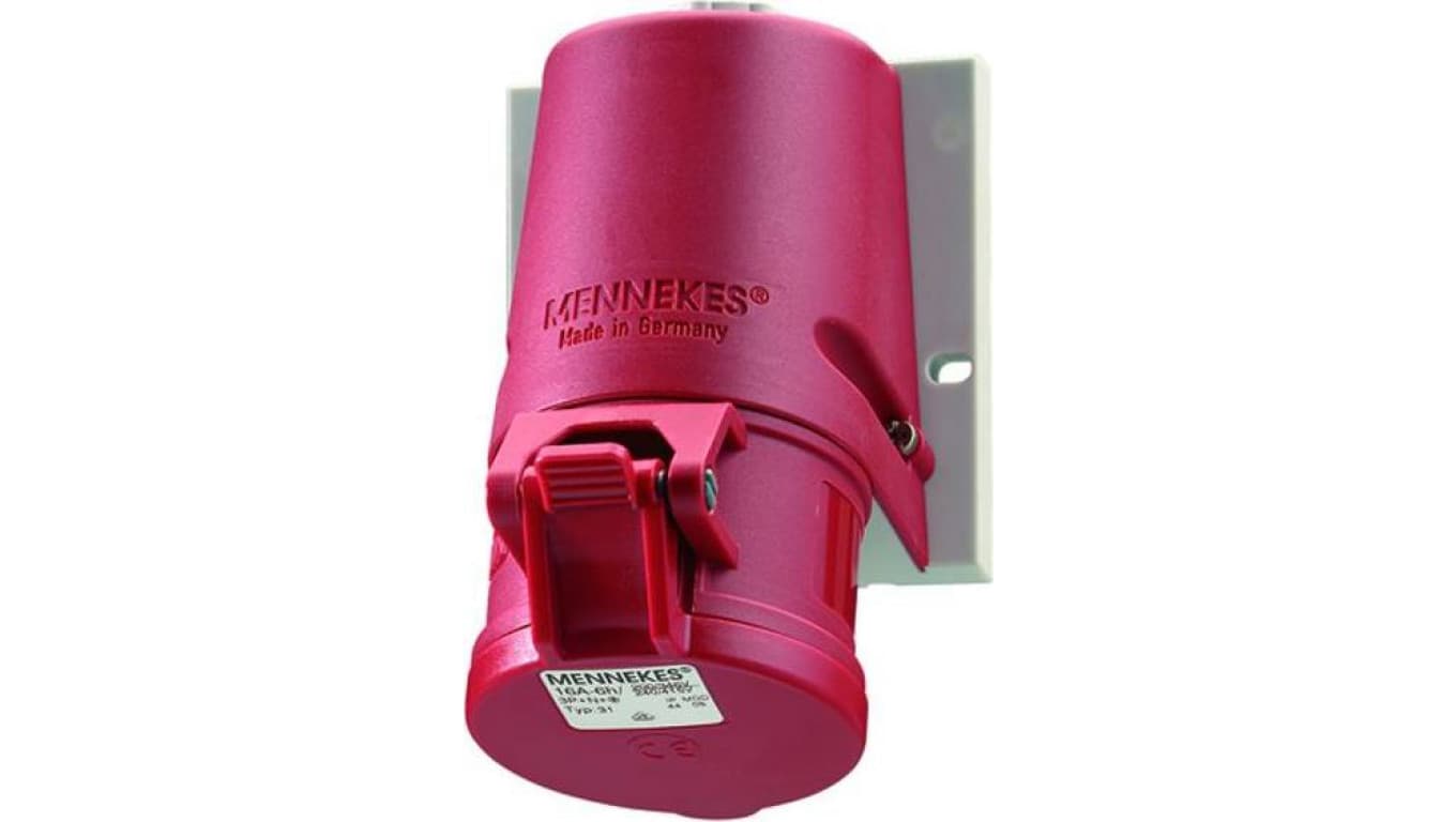 

Gniazdo naścienne 1-częściowe 32A 5p 6h 400V IP44 zaciski bezśrubowe MEN32