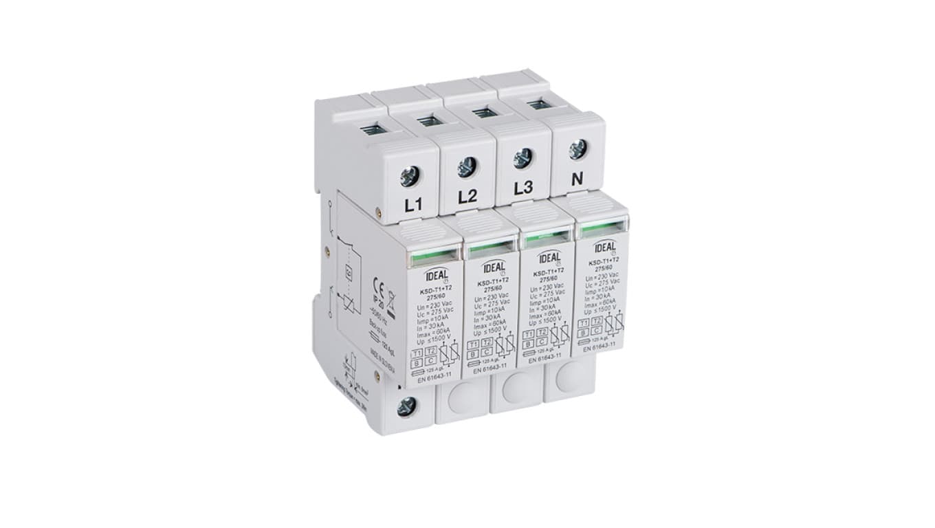 

Ogranicznik przepięć B+C Typ 1+2 3P+N 30kA 1,5kV KSD-T1T2 275/240 3P+N 23920