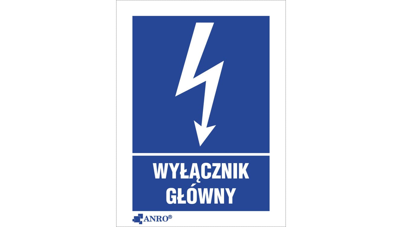 

Samoprzylepna tabliczka ostrzegawcza /Wyłącznik główny 52x74/ 1EIA/Q1/F