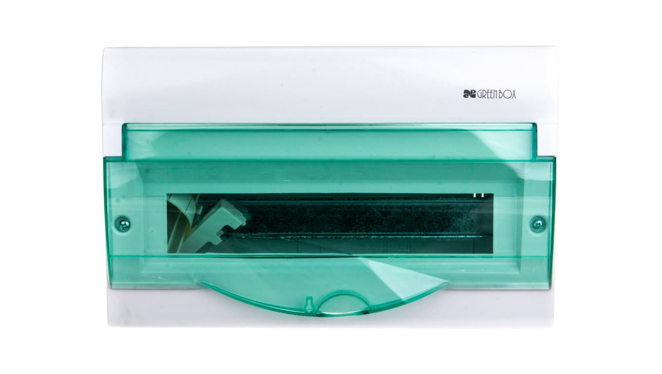 

Rozdzielnica modułowa 1x6 natynkowa GREEN BOX RN 1/6 drzwi transparentne dymne N+PE IP4 2351-01