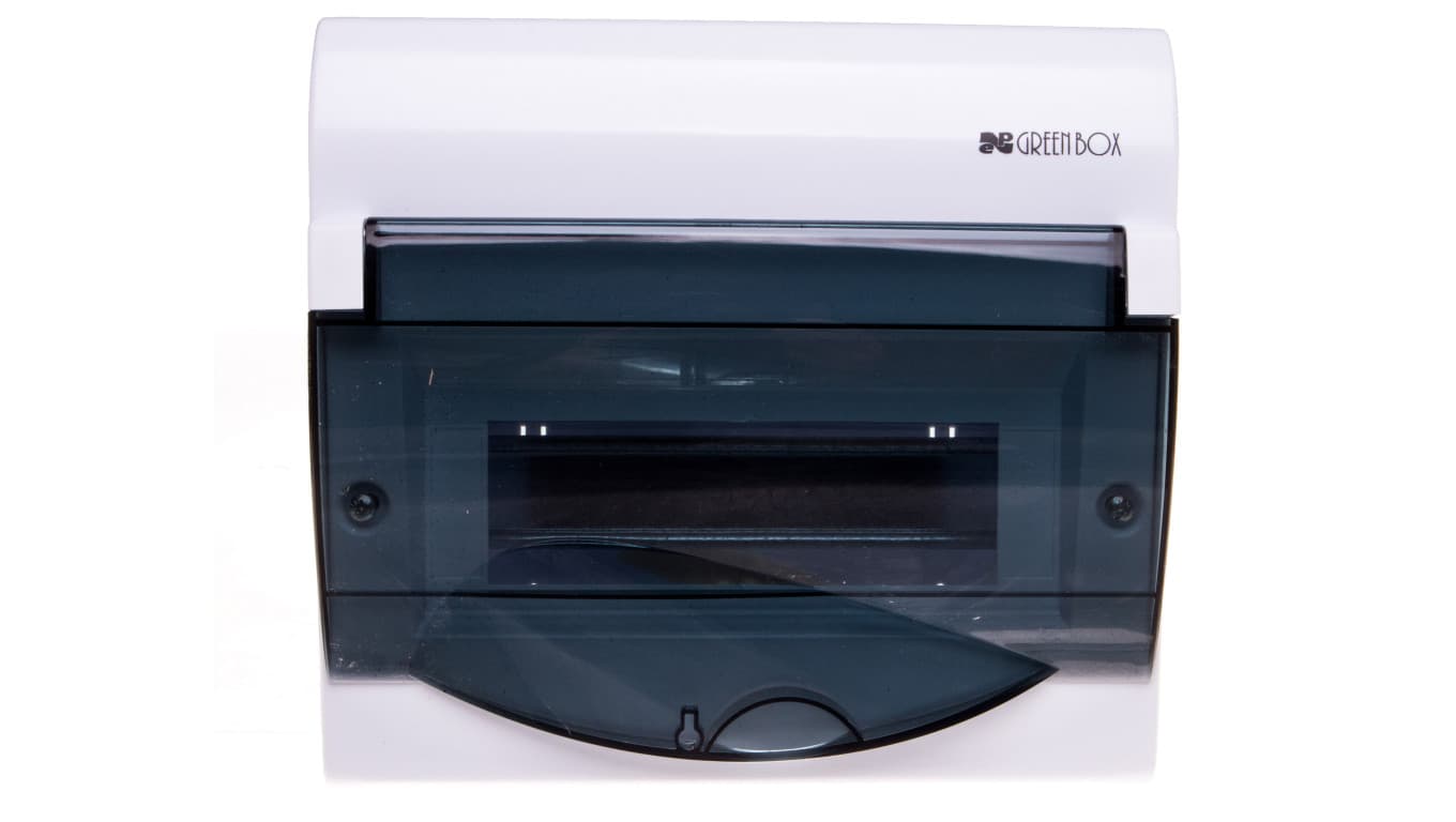 

Rozdzielnica modułowa 1x8+2 natynkowa GREEN BOX RN 1/8+2 drzwi transparentne dymne N+PE IP40 2352-01