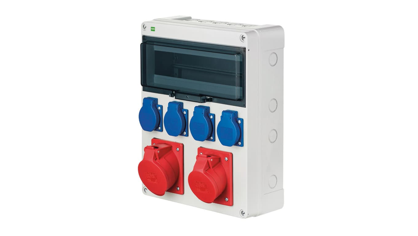 

Rozdzielnica RS-12 mod 4x2P+Z 3P+N+Z 16A 3P+N+Z 32A IP44 szara 6210-01