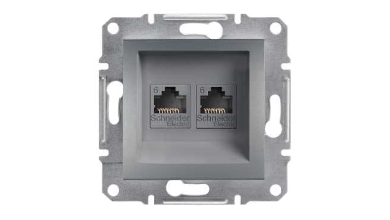 

ASFORA Gniazdo komputerowe 2x kat.6 UTP bez ramki stal EPH4800162