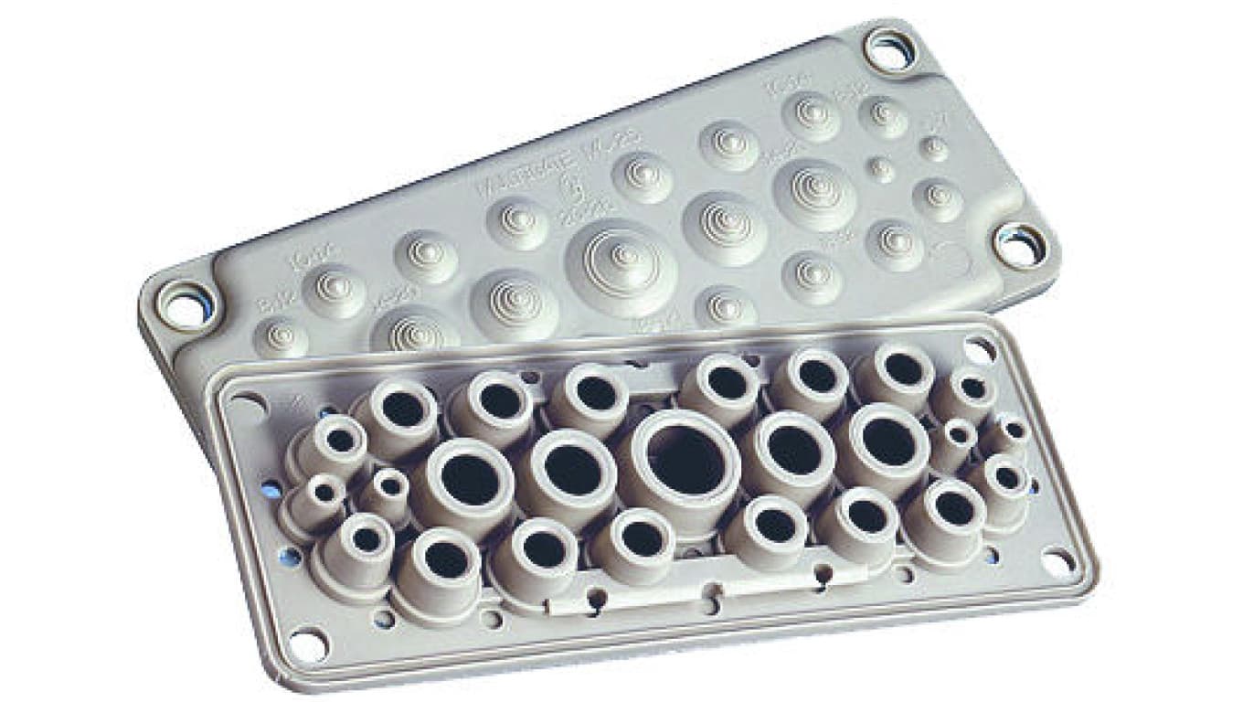 

MC25/27 IP67 RAL 7035 kolor szary, Przepust wielootworowy ( z kompletem pinów) MBA1F27L11, Z kompletem pinów) mba1f27l1