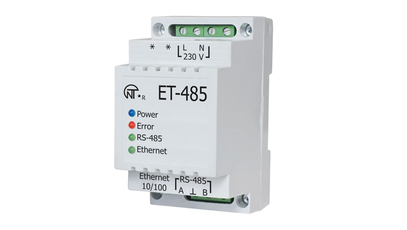 

Konwerter interfejsów Ethernet 10BASE-T 100BASE-T i Modbus RS-485 ET-485
