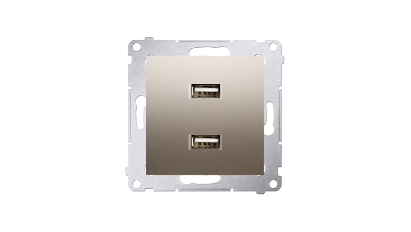 

Simon 54 Ładowarka 2xUSB 2.1A 5V/DC złoty mat DC2USB.01/44