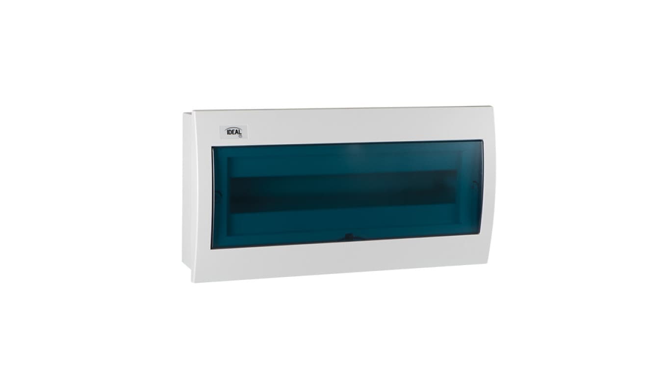 

Rozdzielnica modułowa 1x18 podtynkowa IP30 IK07 N+PE II klasa drzwi transparentne niebieskie KDB-F18T biała 23619