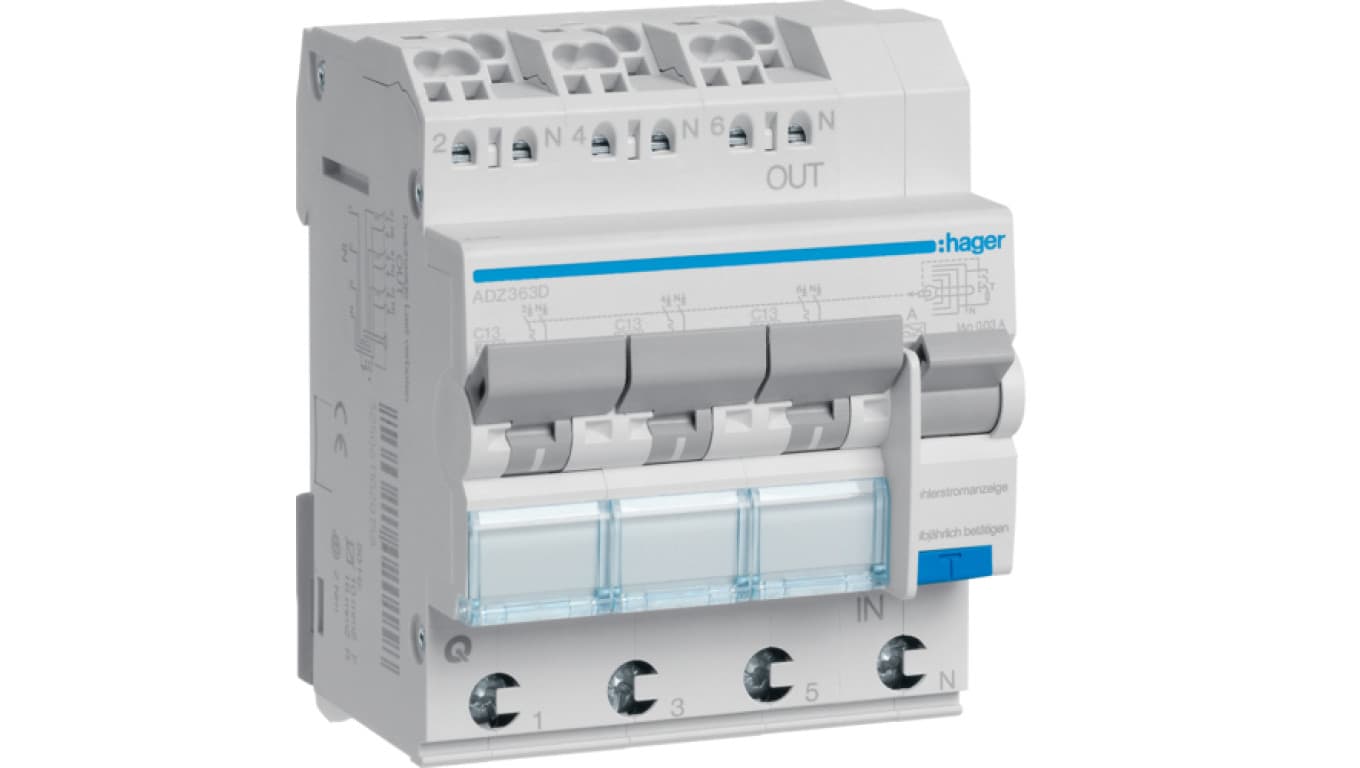 

Wyłącznik różnicowonadprądowy 3x1P+N C 13A 0,03A Typ A 6kA RCBO ADZ363D