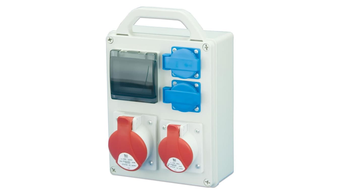 

Rozdzielnica przenośna R-BOX 240R 4S 1x32A/5P 1x16A/5P 2x250V, puste okno IP44 B.1701R