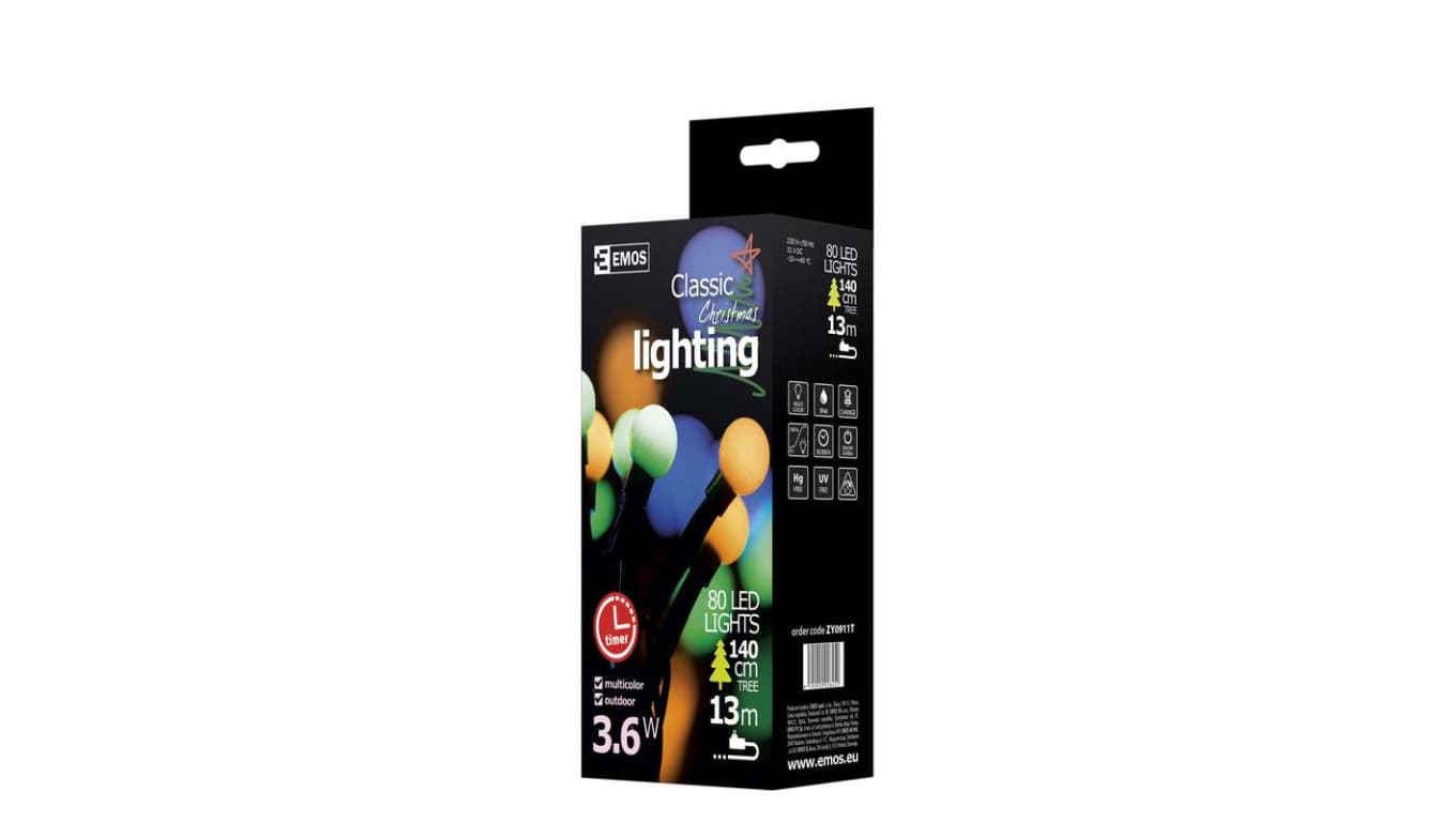 

Lampki choinkowe kulki XMAS cherry TIMER 3,6W 80LED 8m IP44 multikolor D5AM02