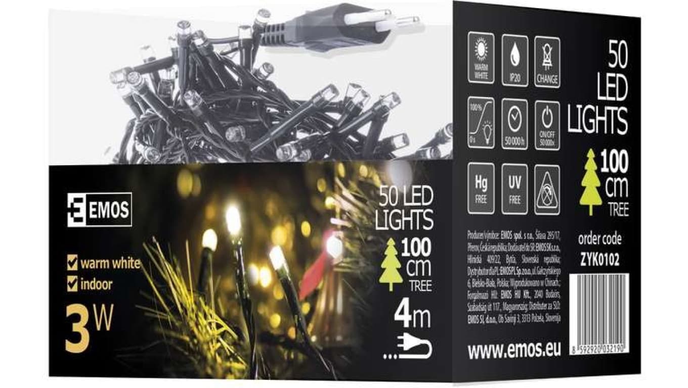 

Lampki choinkowe XMAS ZYK 3W 50LED 2,5m IP20 ciepły biały D4GW01