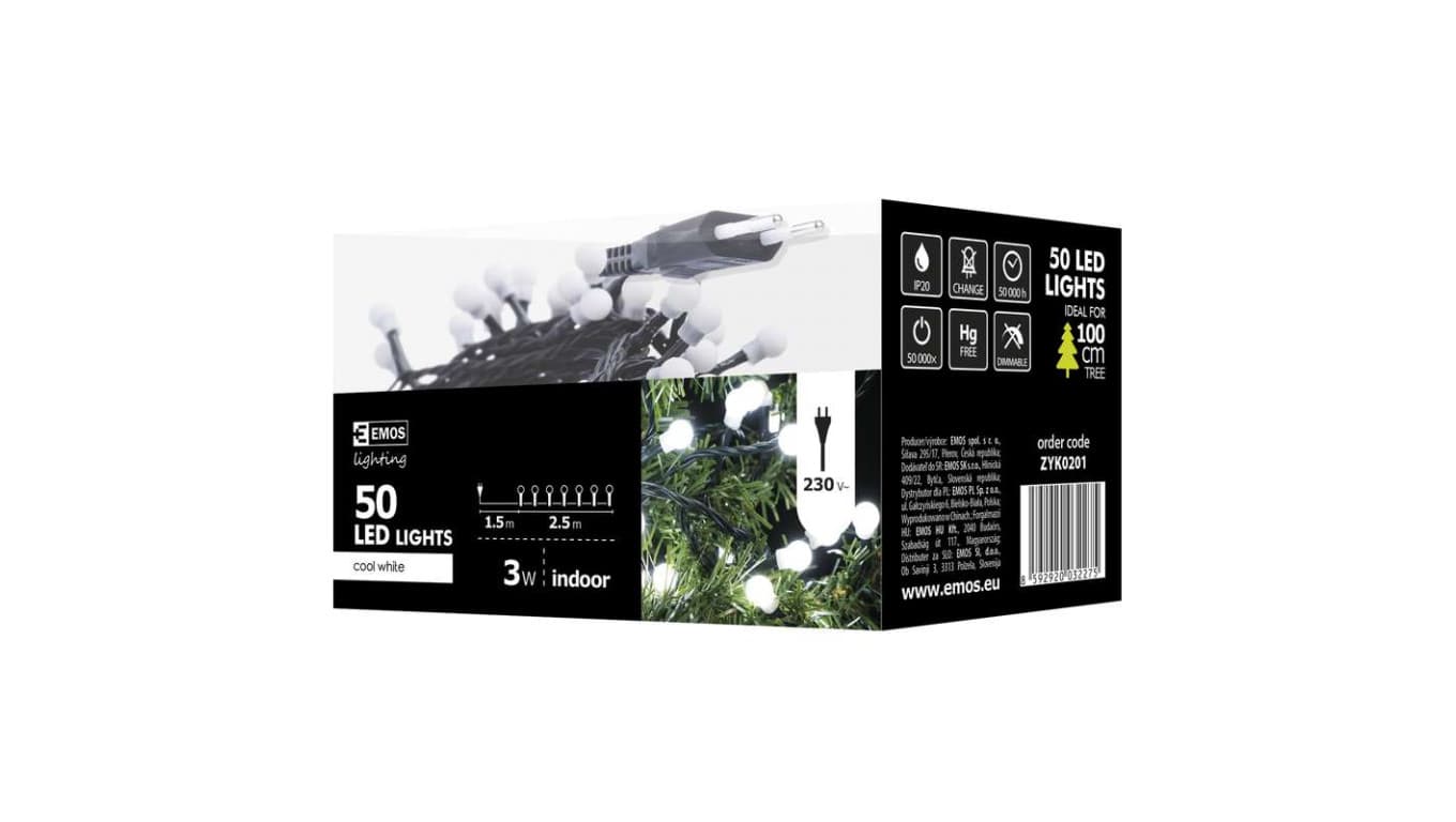 

Lampki choinkowe kulki XMAS ZYK 3W 50LED 2,5m IP20 zimny biały D5GC01