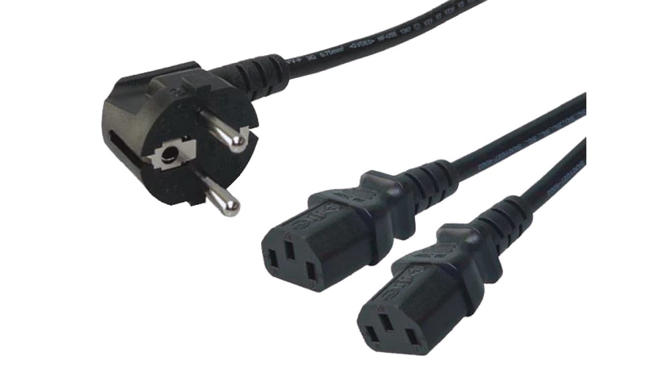 

Kabel zasilający LANBERG 2x IEC C13 1.8m. CA-C13C-13CC-0018-BK