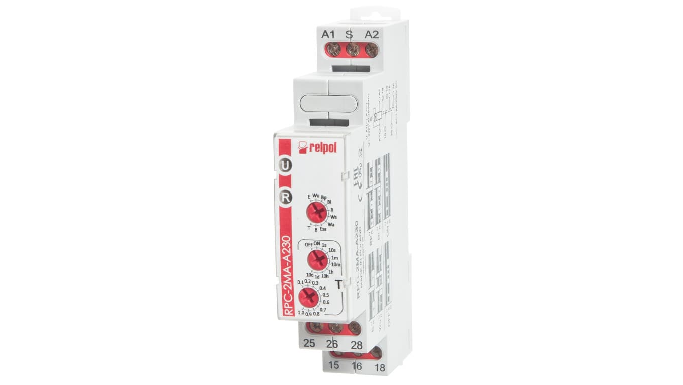 

Przekaźnik czasowy 2P 1sek-10dni 230V AC 50/60 Hz wielofunkcyjny RPC-2MA-A230 863201