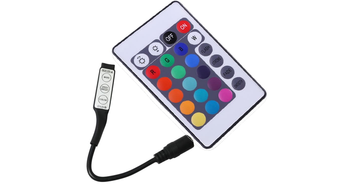 

Kontroler sterownik RGB ir 72W MINI 6A 12VDC 24 key czarny