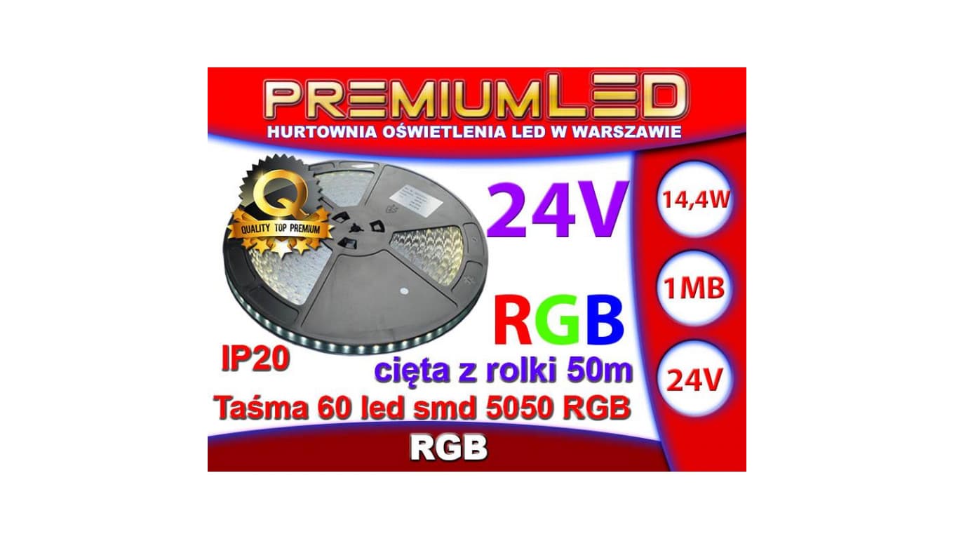 

Taśma 60 led 5050 PREMIUM RGB 1m 24V ip20