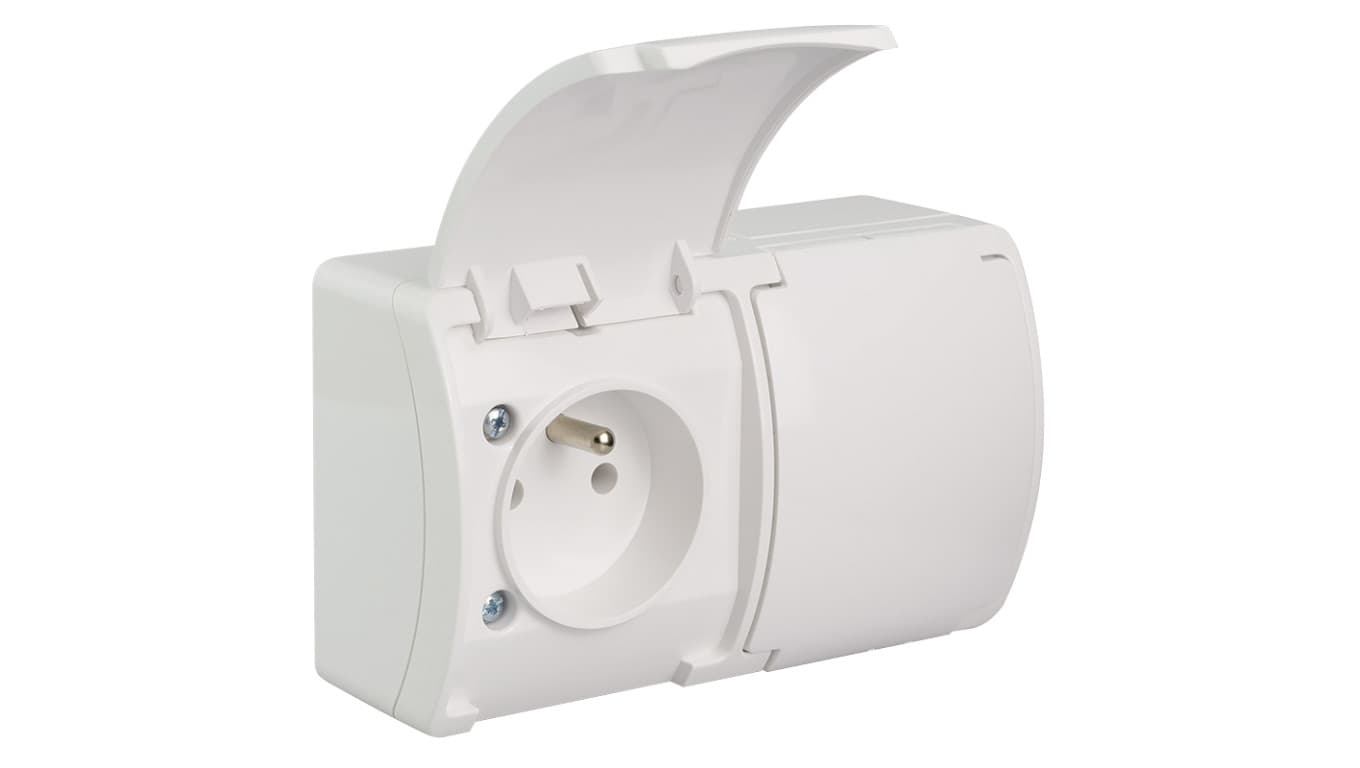 

Koala Gniazdo podwójne z/u (2x2P+Z) n/t IP44 białe z klapką białą VG 162-01 61.380, 2x2p+z) n/t ip44 białe z klapką białą vg 162-01 61.38