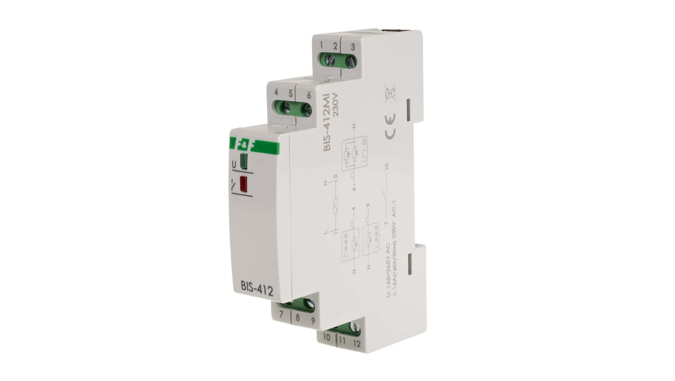 

Przekaźnik bistabilny 1P 16A 230V AC grupowy z pamięcią Inrush 160A/20ms BIS-412iM