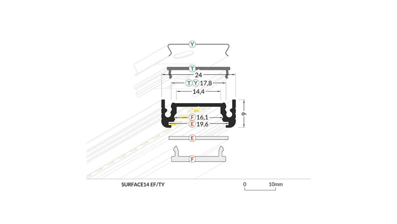 

Profil Surface14 2m anodowany led aluminiowy
