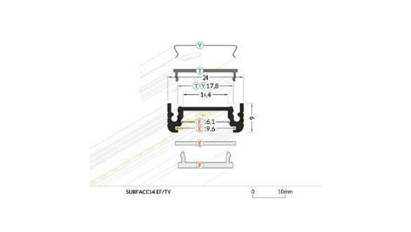 

Profil Surface14 2m czarny aluminiowy do taśmy led o szerokości do 14mm np. RGBW